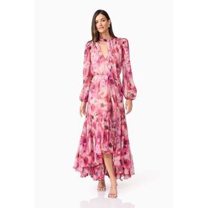 ELLIATT Evalina Asymmetric Long Sleeve Maxi Dress in Pink  Size S NWT$345